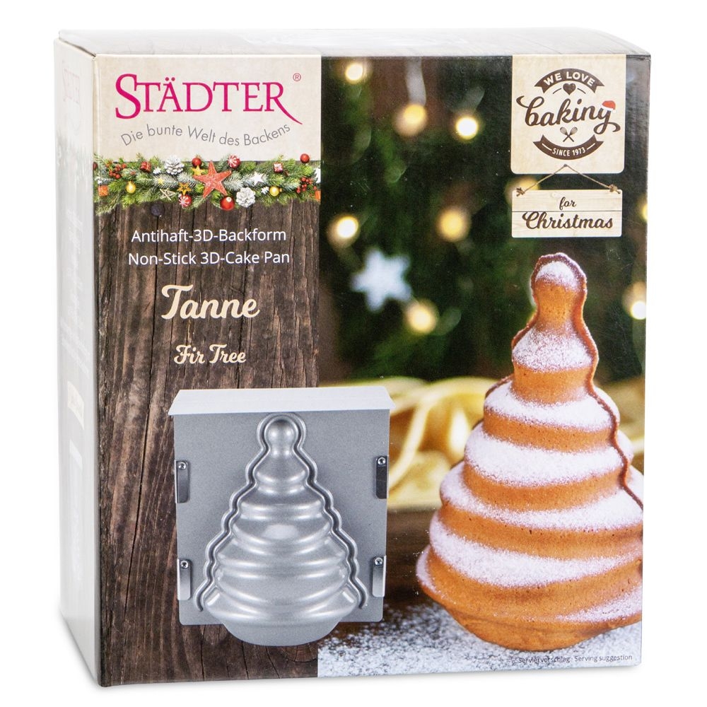 Städter - We-Love-Baking Fir tree - 19 x 21 x 13 cm silver - 3-D Cake pan