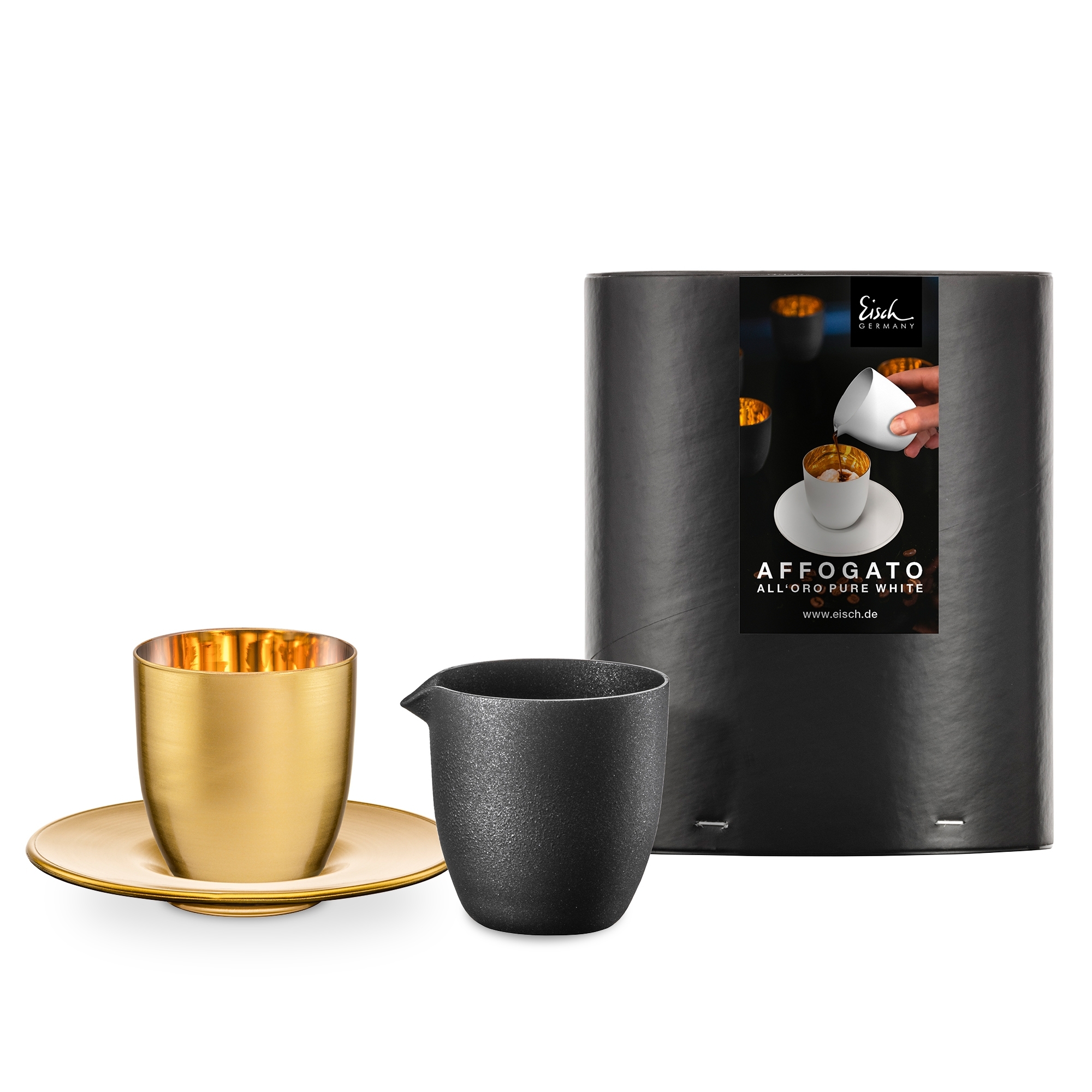 Eisch – Affogato Set – Glass with jug, gold/black