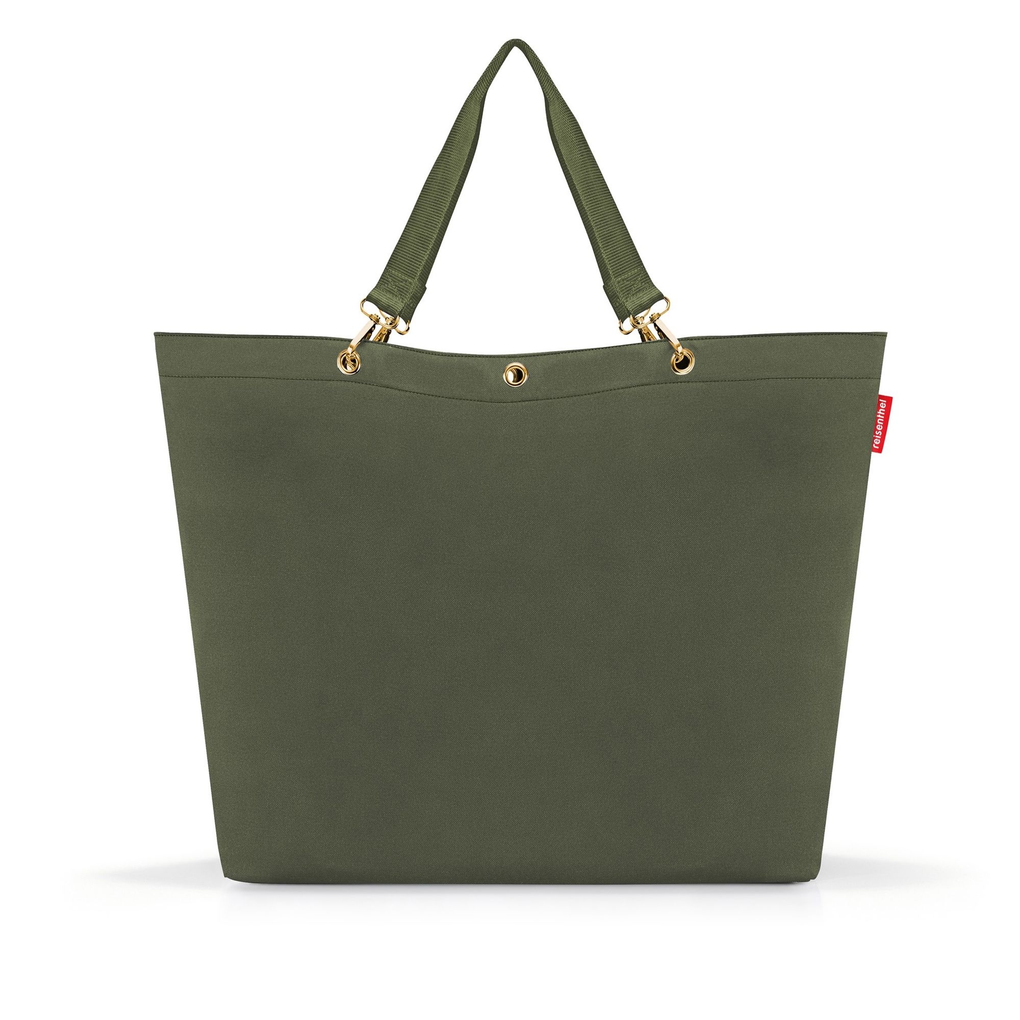 Olive green shopper bag with gold details