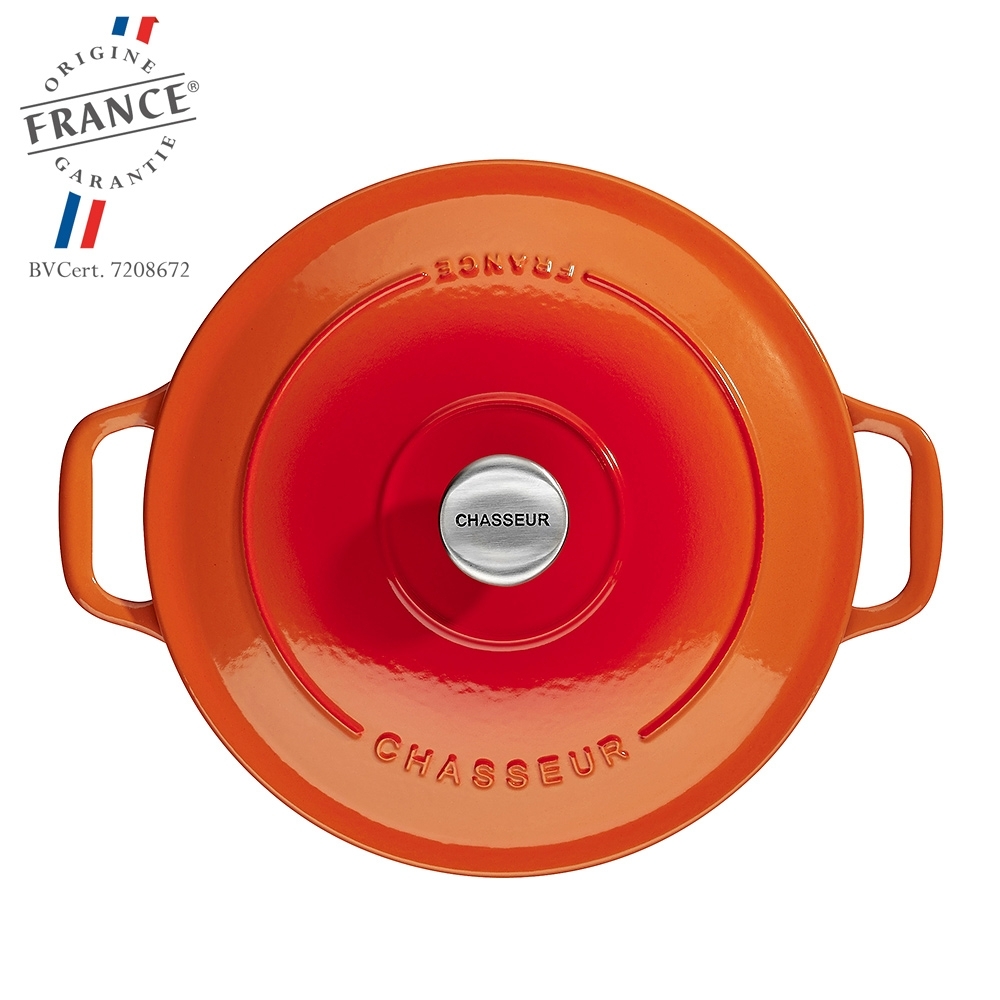 Chasseur - Runder Bräter - Gusseisen 32 cm - Orange geflammt Chasseur - Runder Bräter - Gusseisen 32 cm - Orange geflammt
