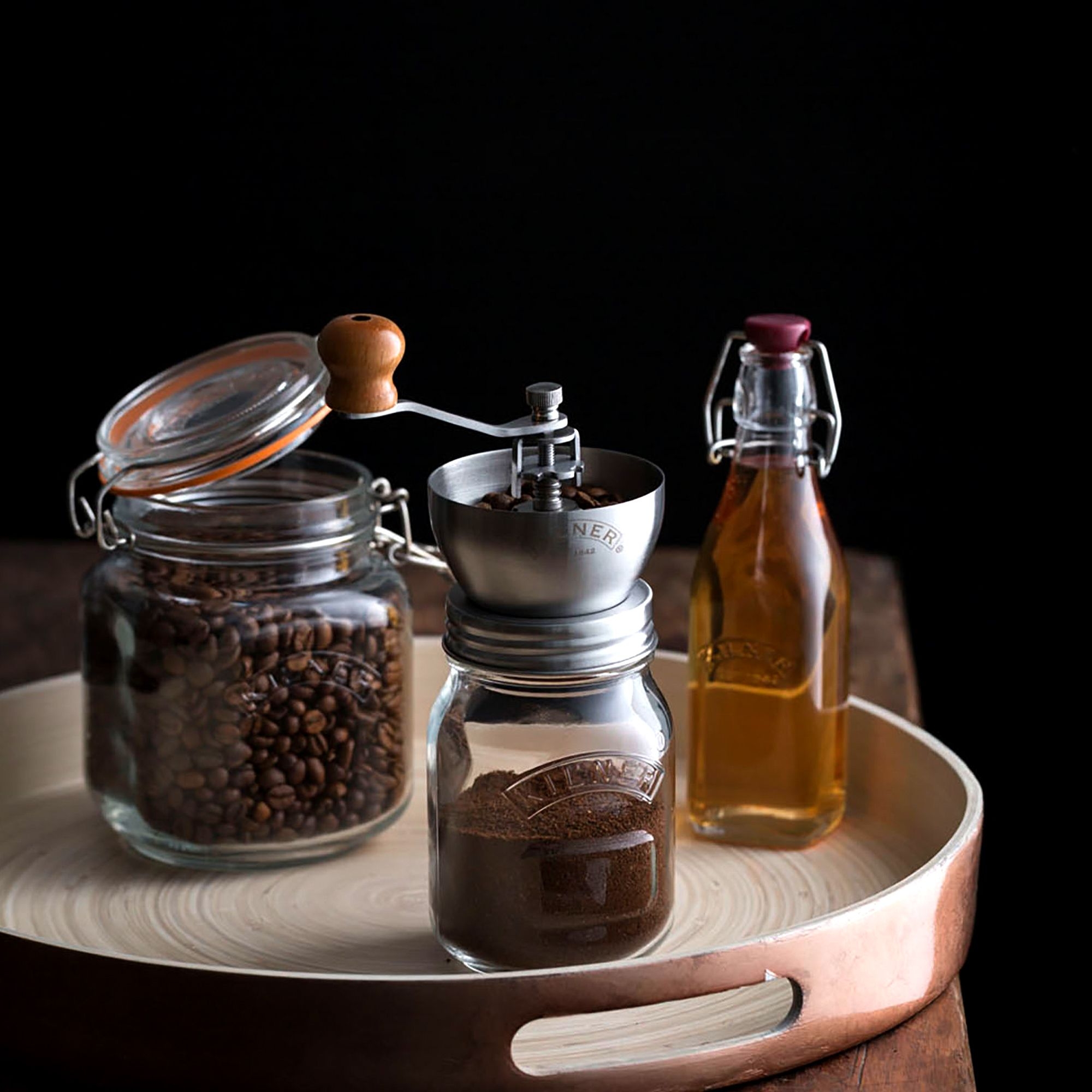 Kilner - Coffee grinder with crank handle and glass - 500 ml