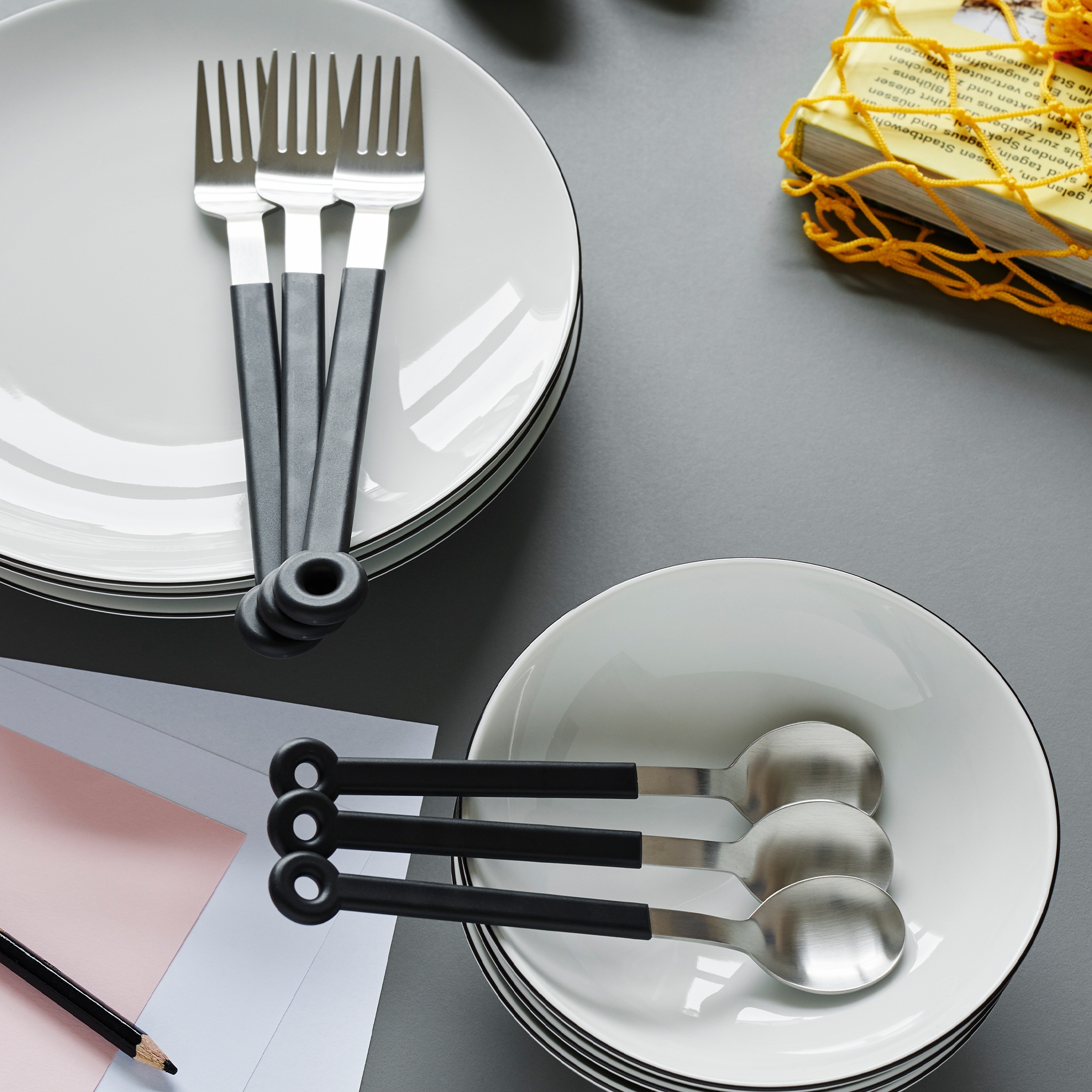 mono ring - Cutlery set, 4 pcs. white