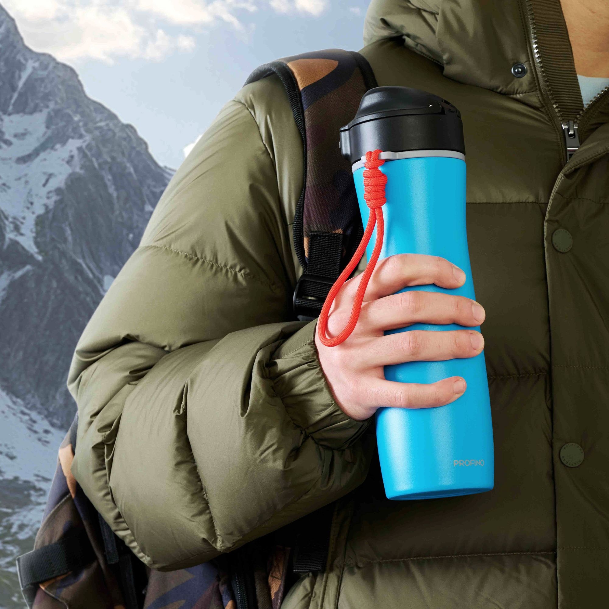 Profino - Stainless steel Active Sports Bottle - 600 ml - Blue
