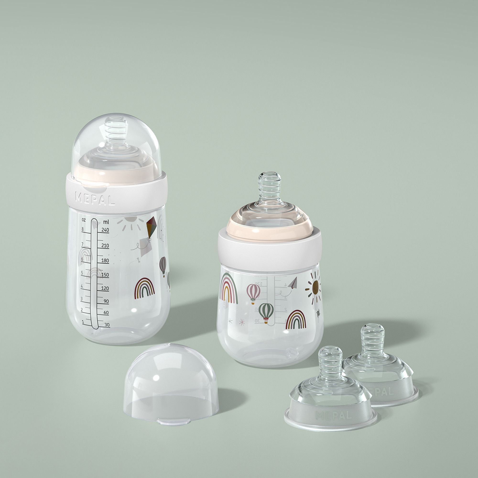 Mepal Mio 165 ml baby bottle with rainbow design