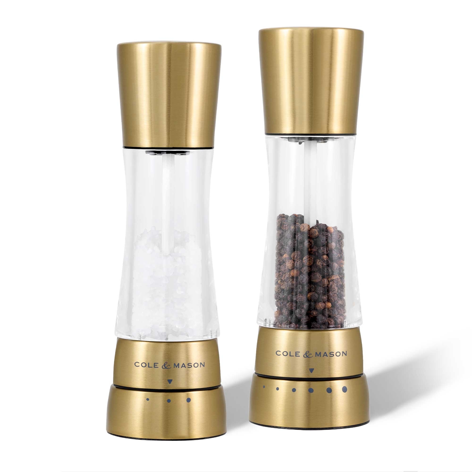 COLE & MASON - Derwent Pepper and Salt Mill Set | Matte Gold