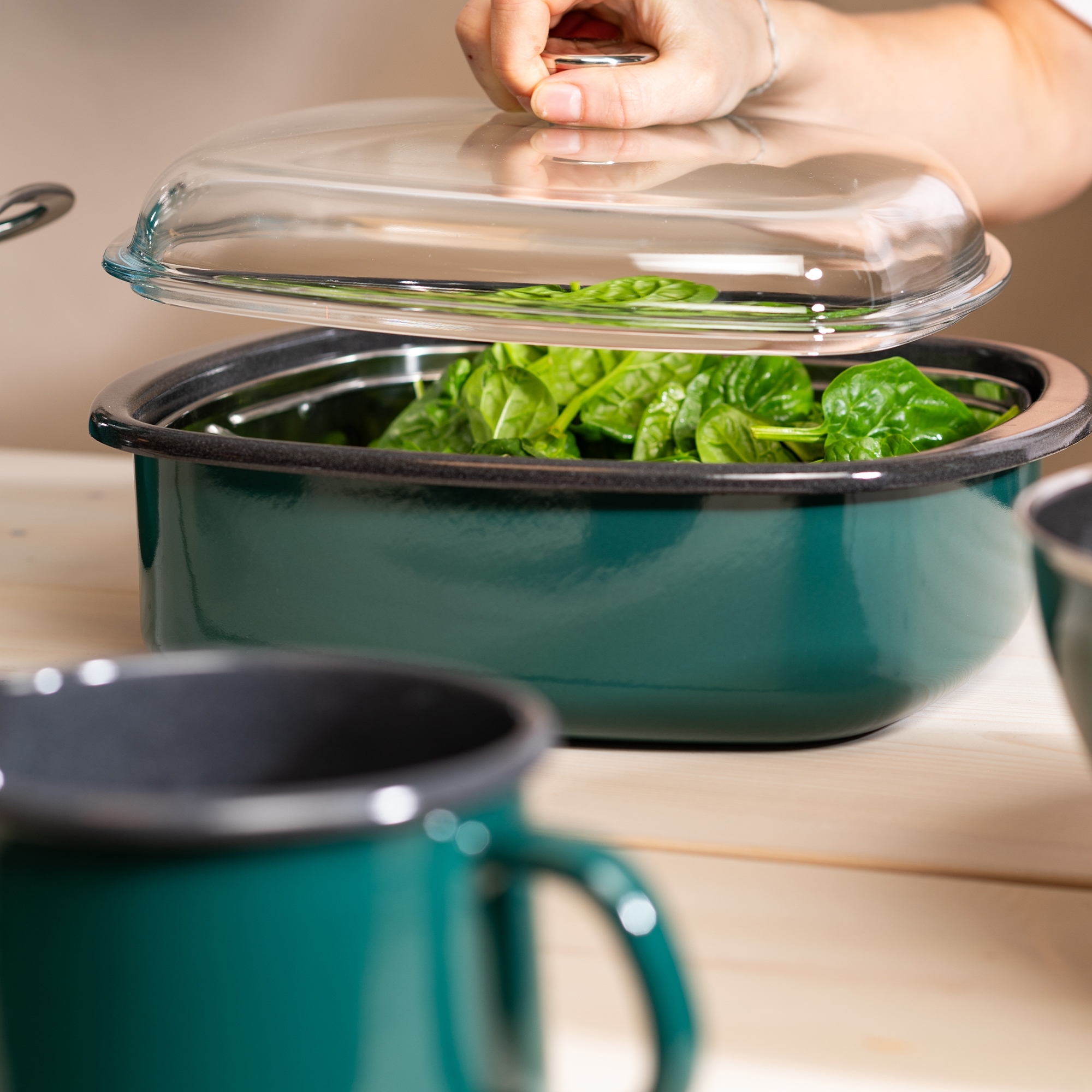 Riess NOUVELLE - Teal - Dampfgarer 3tlg. mit Glasdeckel und Gareinsatz 28/28 Riess NOUVELLE - Teal - Dampfgarer 3tlg. mit Glasdeckel und Gareinsatz 28/28