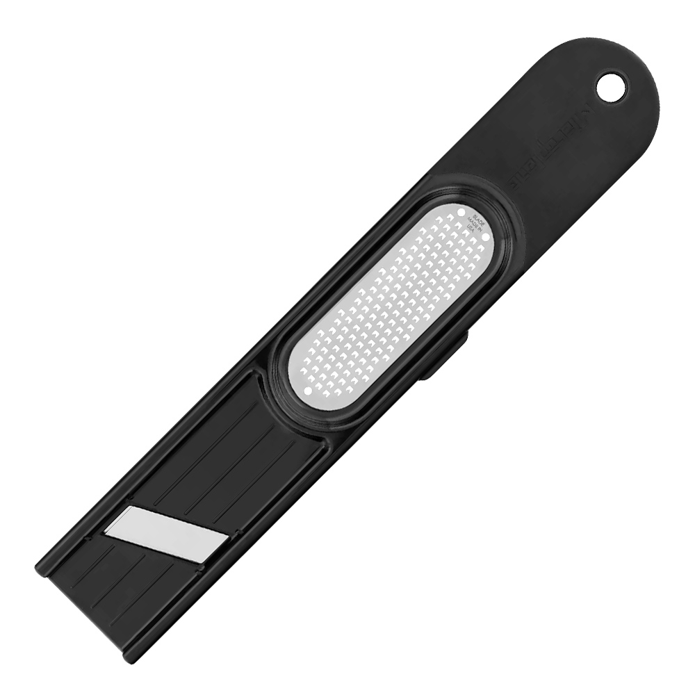 Microplane grater two-way cutting edge metal handle