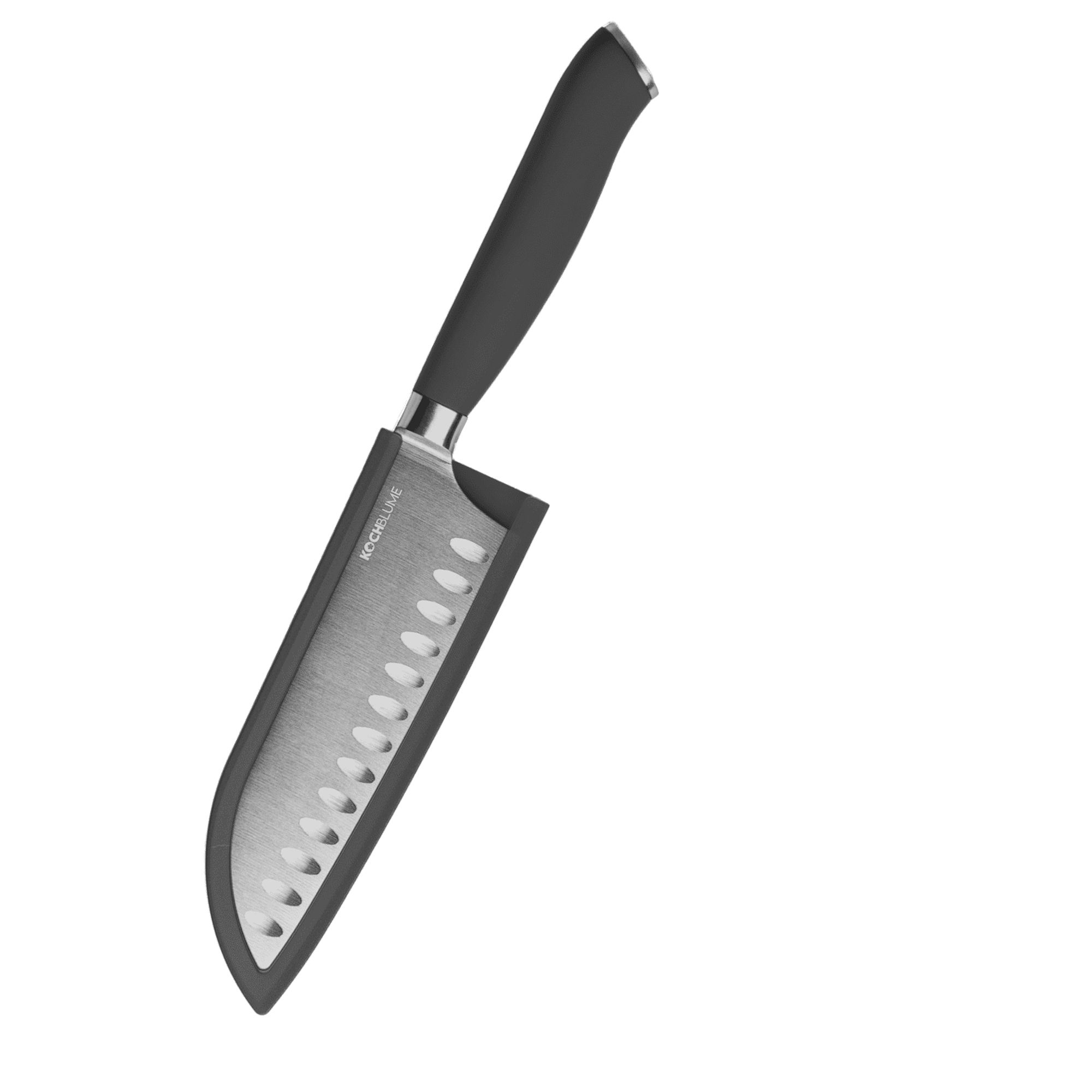 Santoku knife with granton edge and sheath