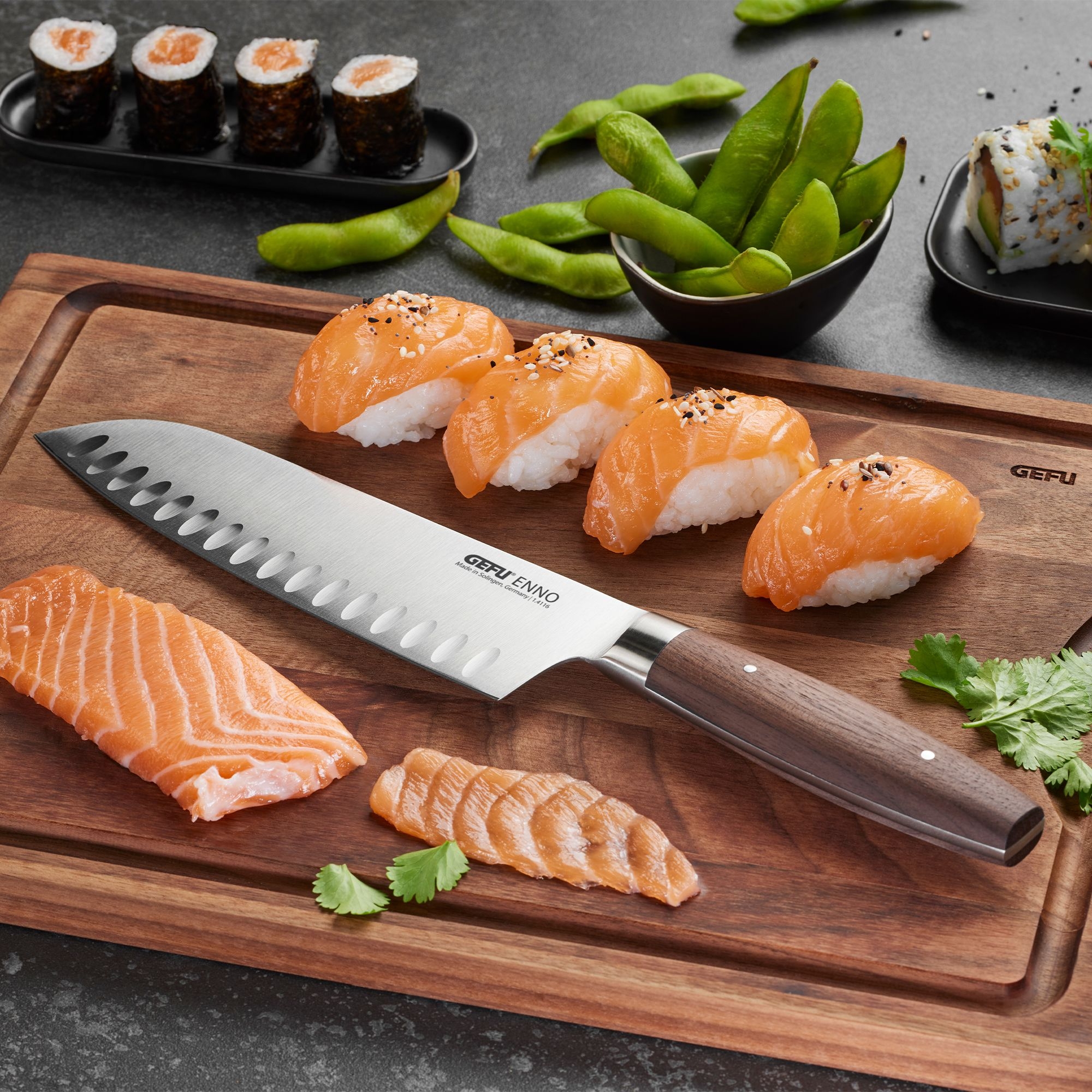 Gefu - Santoku knife ENNO, 18 cm, Scalloped Edge
