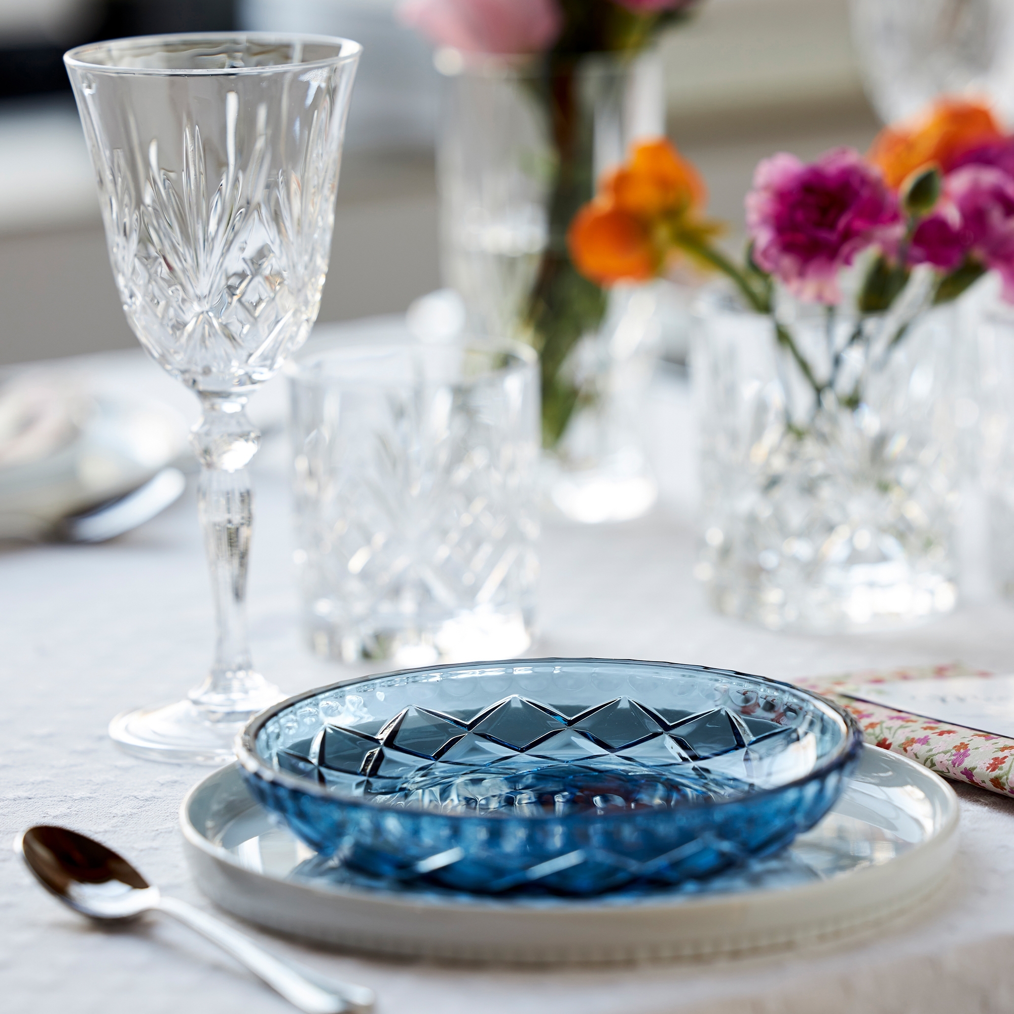 Lyngby Glass - Sorrento - Plate 16 cm - Blue - 4 pcs.