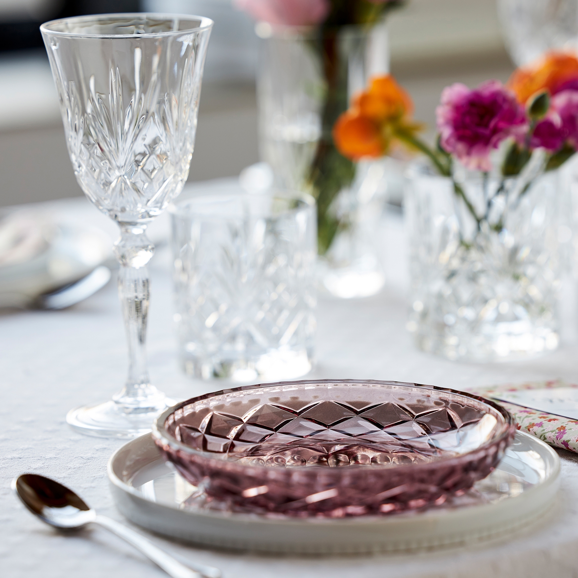 Lyngby Glass - Sorrento - Plate 16 cm - Pink - 4 pcs.