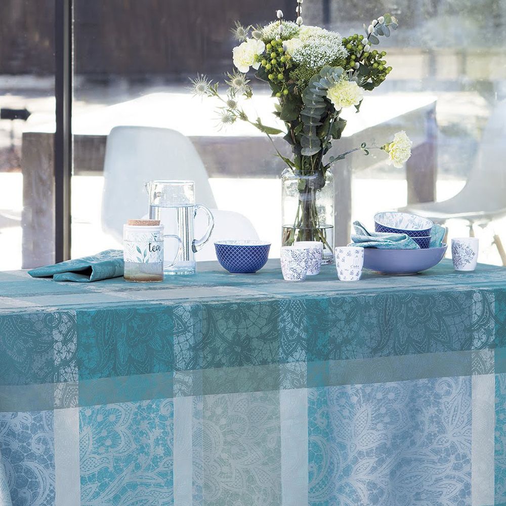 Garnier-Thiebaut Tablecloth - Mille Dentelles Turquoise - ob - different sizes