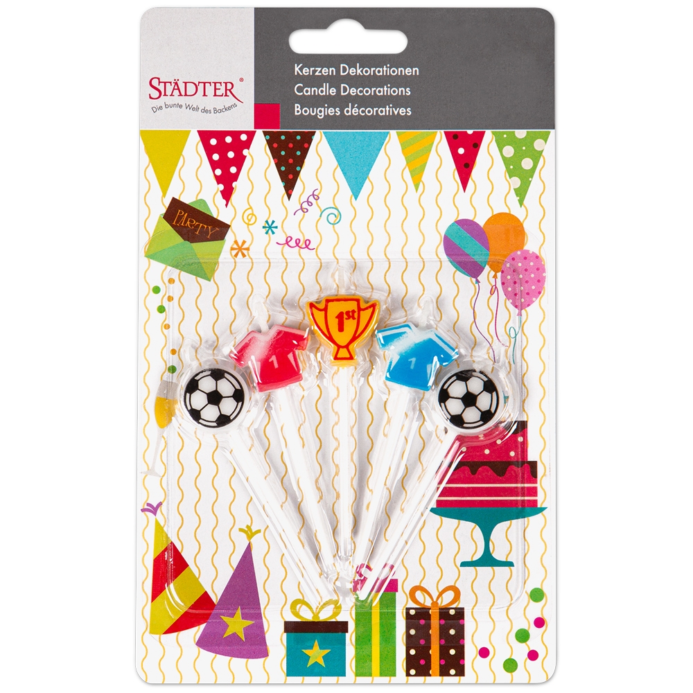 Städter - Kerze Fußball Bunt - 2,5 x 7,5 cm - 5-teiliges Set Städter - Kerze Fußball Bunt - 2,5 x 7,5 cm - 5-teiliges Set
