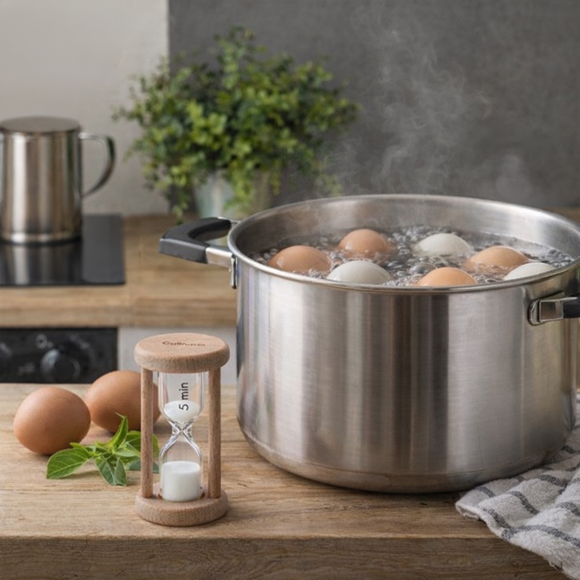 5 minute beechwood egg timer for perfectly boiled eggs