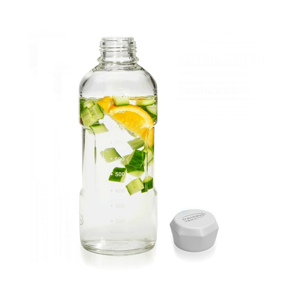 Trend glass Jena - BLUE OCEAN - drinking bottle 1000 ml, white Trend glass Jena - BLUE OCEAN - drinking bottle 1000 ml, white