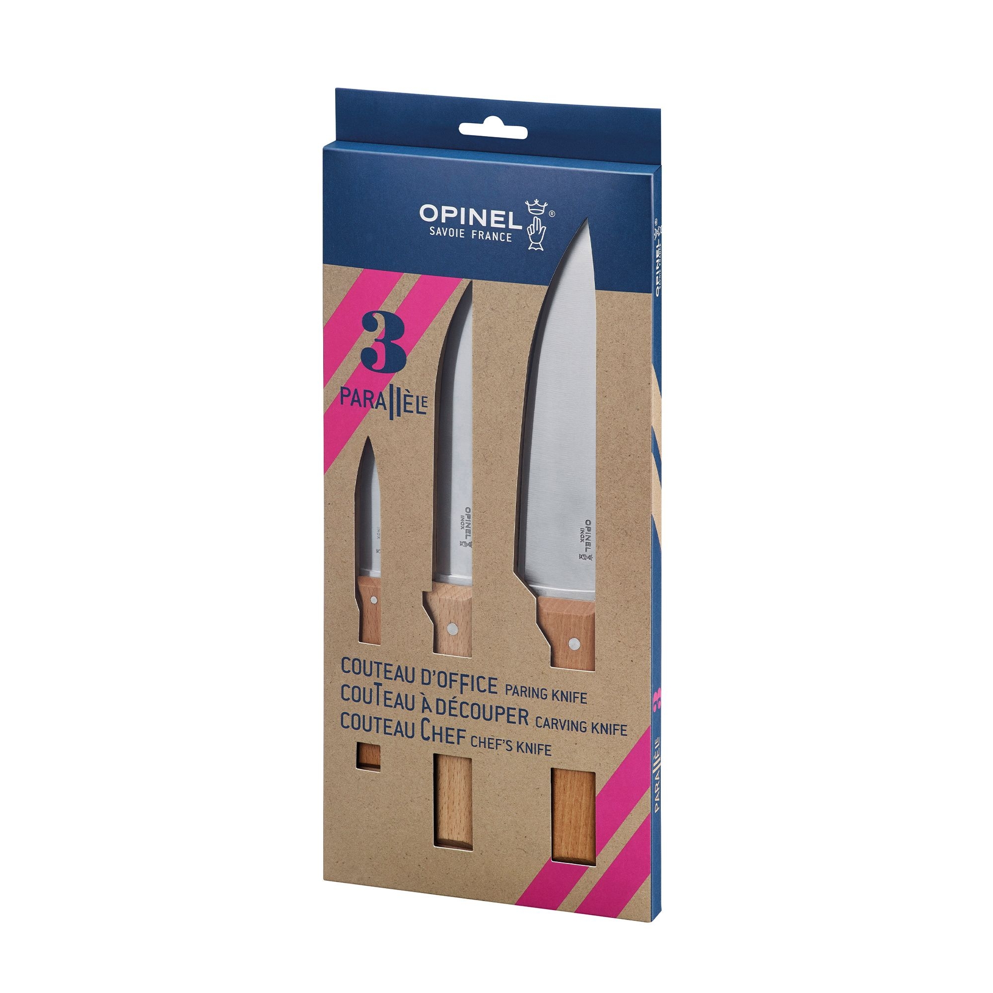 Opinel - Knife Set - PARALLELE TRIO - 3-piece - beech wood