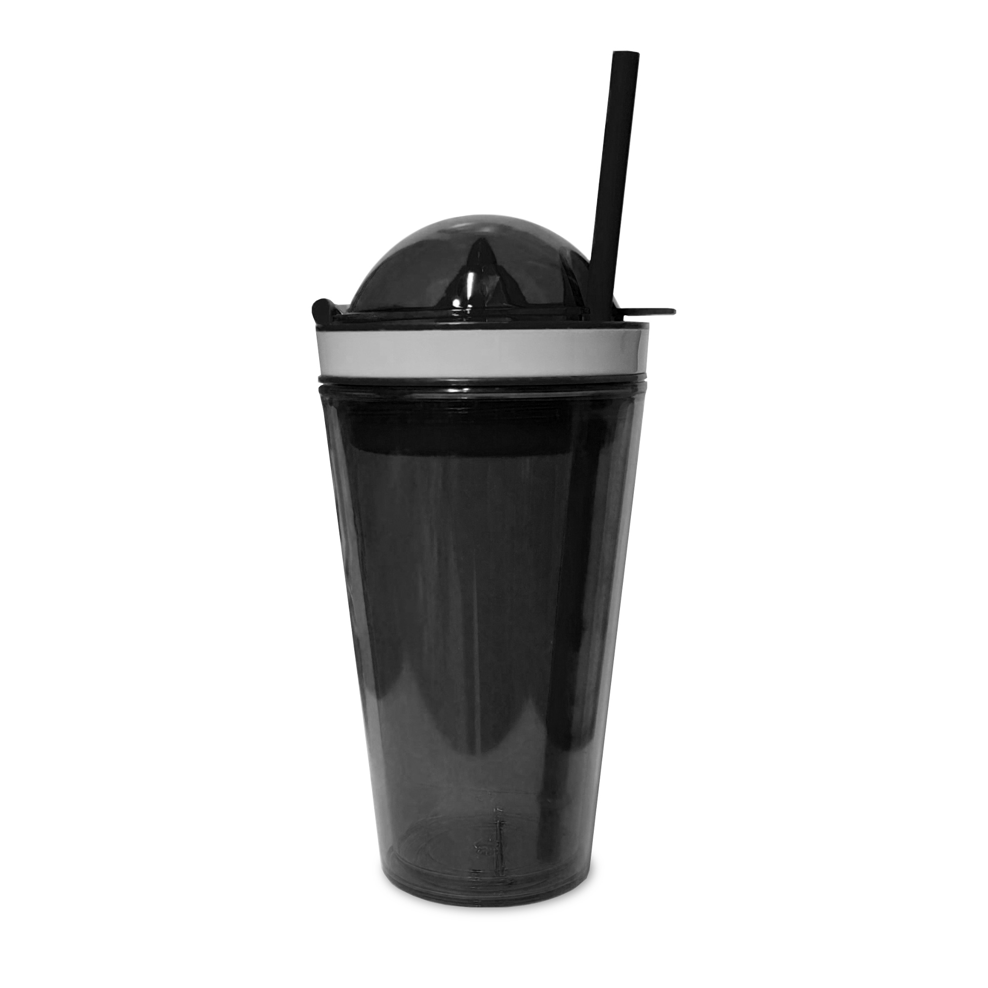 zak!designs - Trinkbecher mit Zitronenpresse und Strohhalm, schwarz