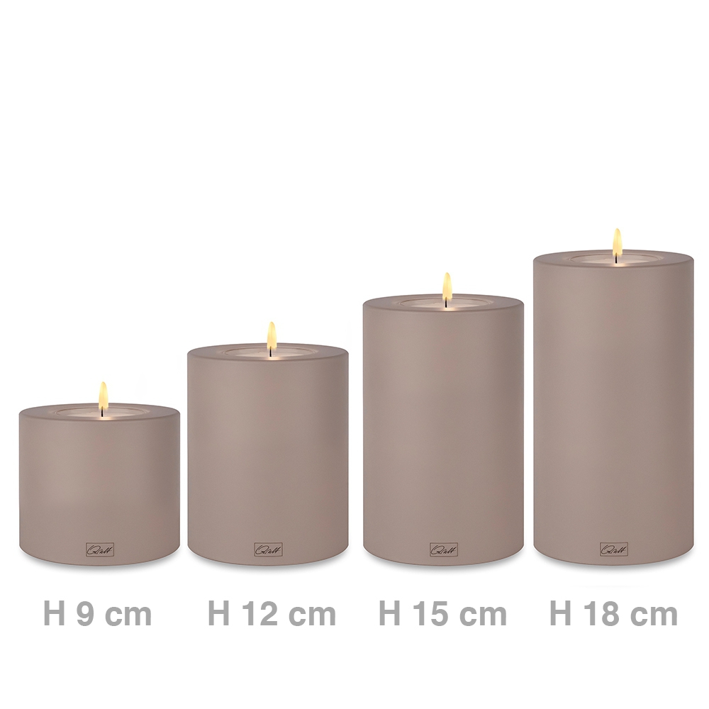 Qult Farluce Trend - Teelichthalter in Kerzenform - Taupe - Ø 8 cm H 18 cm - 4er Set