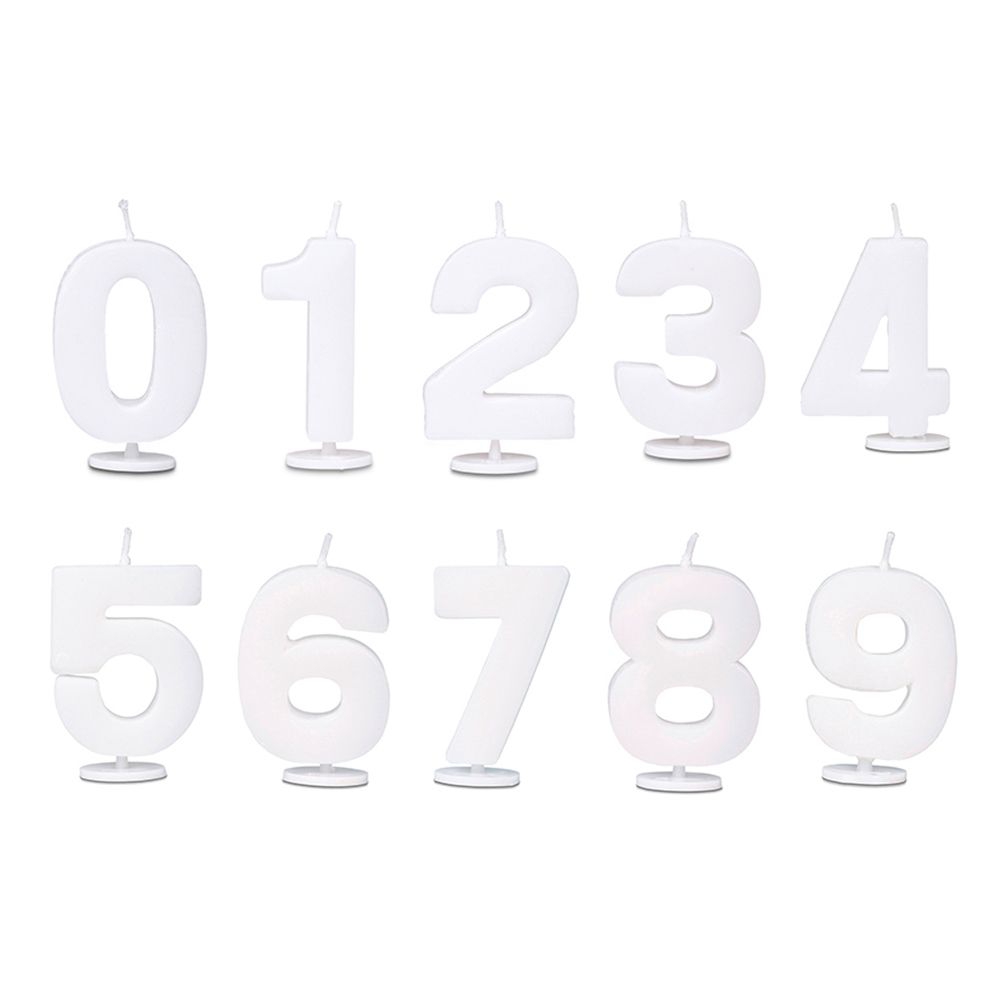 Städter - Kerze Ziffer 0–9 - 4,5 cm - Weiß mit Halter - Set 10-teilig