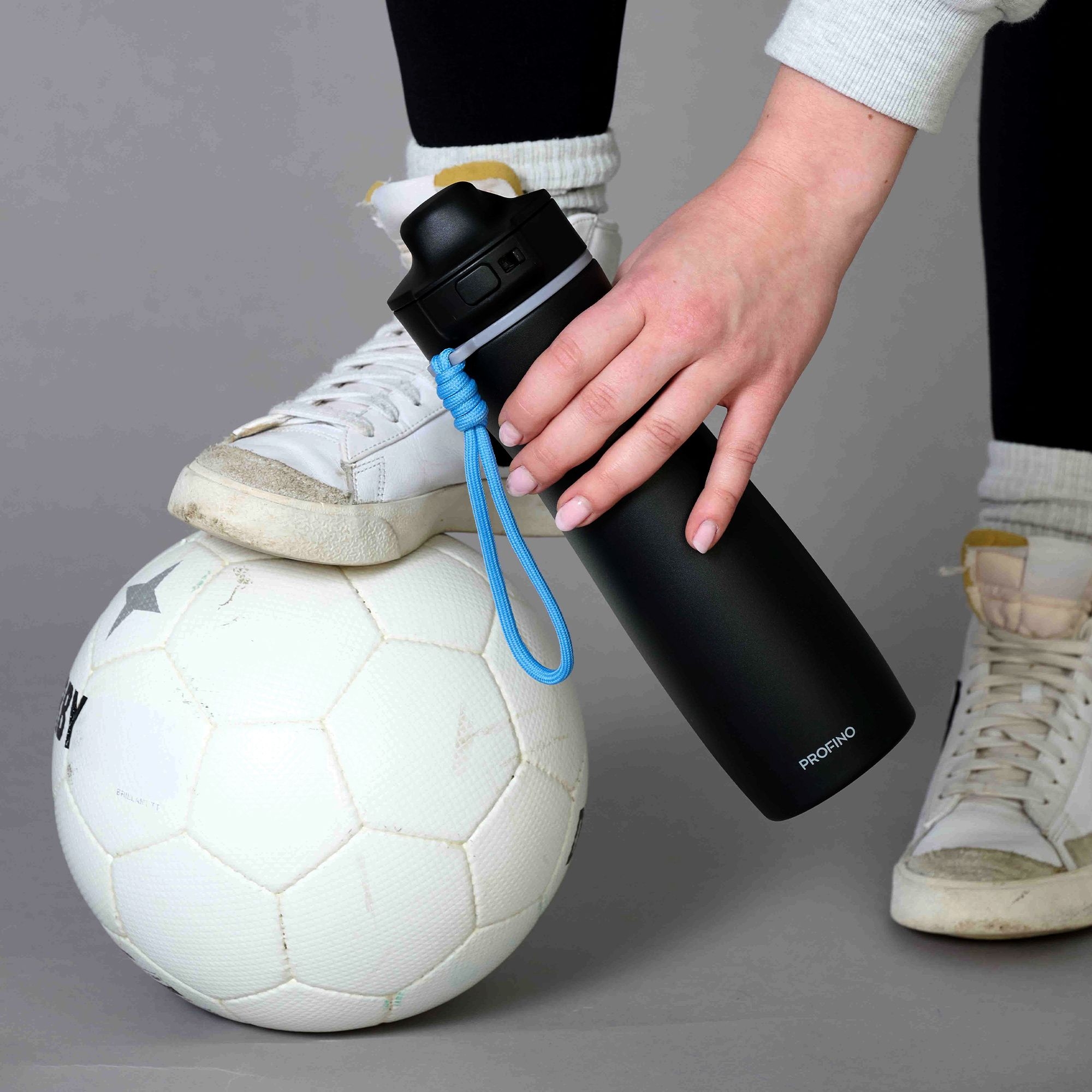 Profino - Stainless steel Active Sports Bottle - 600 ml - Black