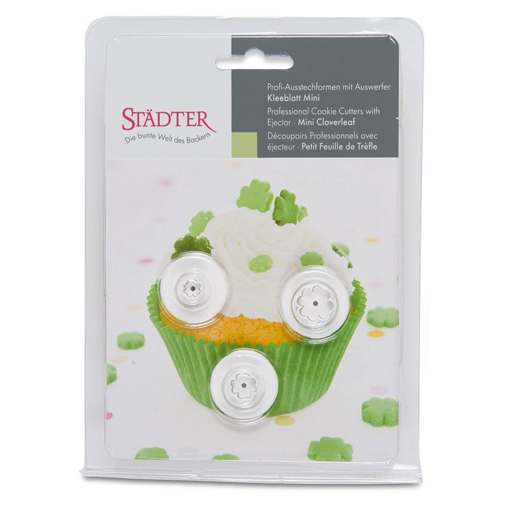 Städter - Ausstecher mit Auswerfer Kleeblätter - 7 / 10 / 15 mm - Set, 3-teilig Städter - Ausstecher mit Auswerfer Kleeblätter - 7 / 10 / 15 mm - Set, 3-teilig