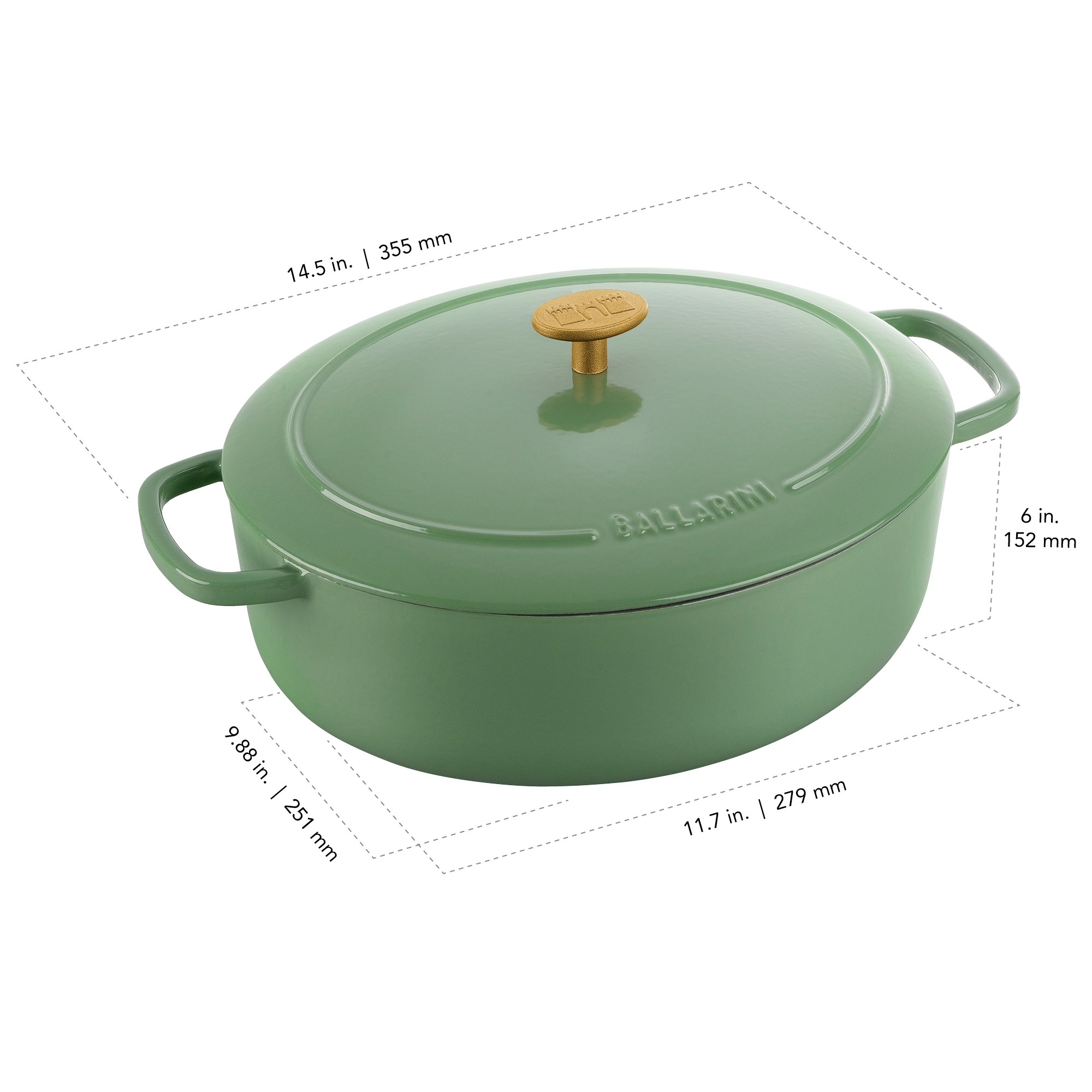 BALLARINI - Cocotte | Bellamonte | oval | 29 cm | Grün