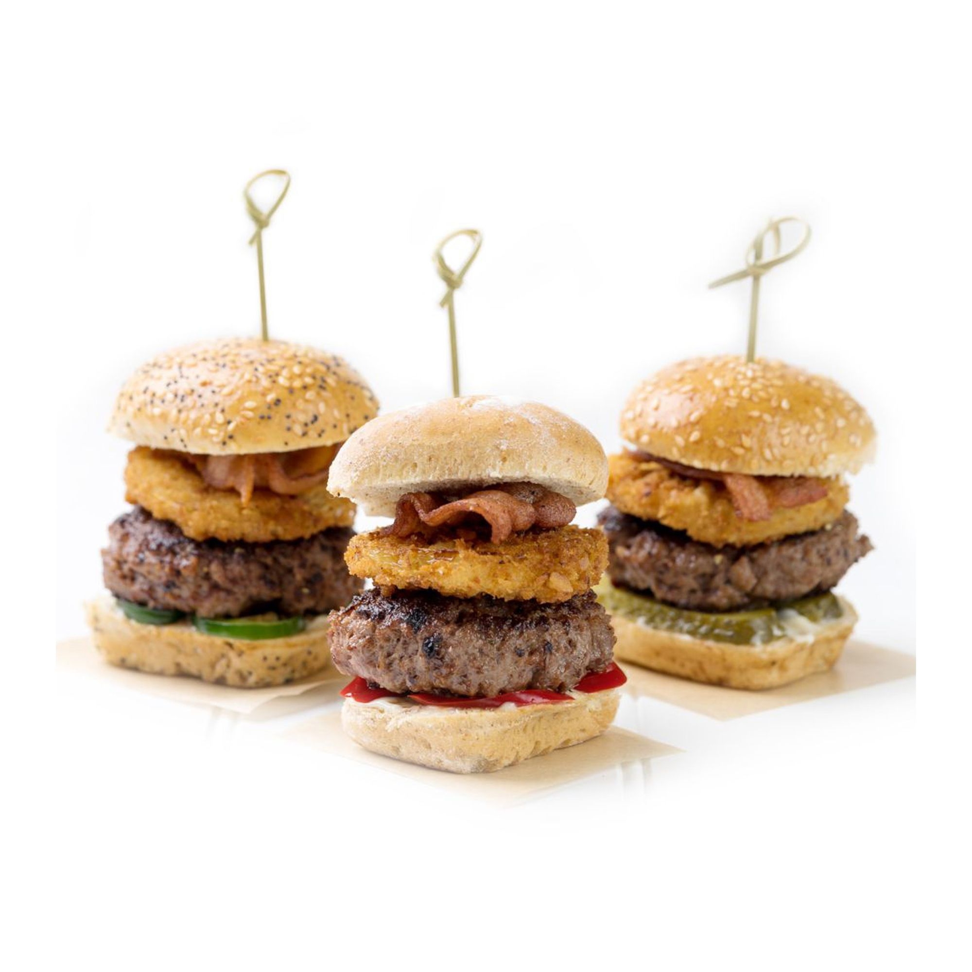 Mini-Burger serviert mit Westmark Woody Fingerfood Sticks