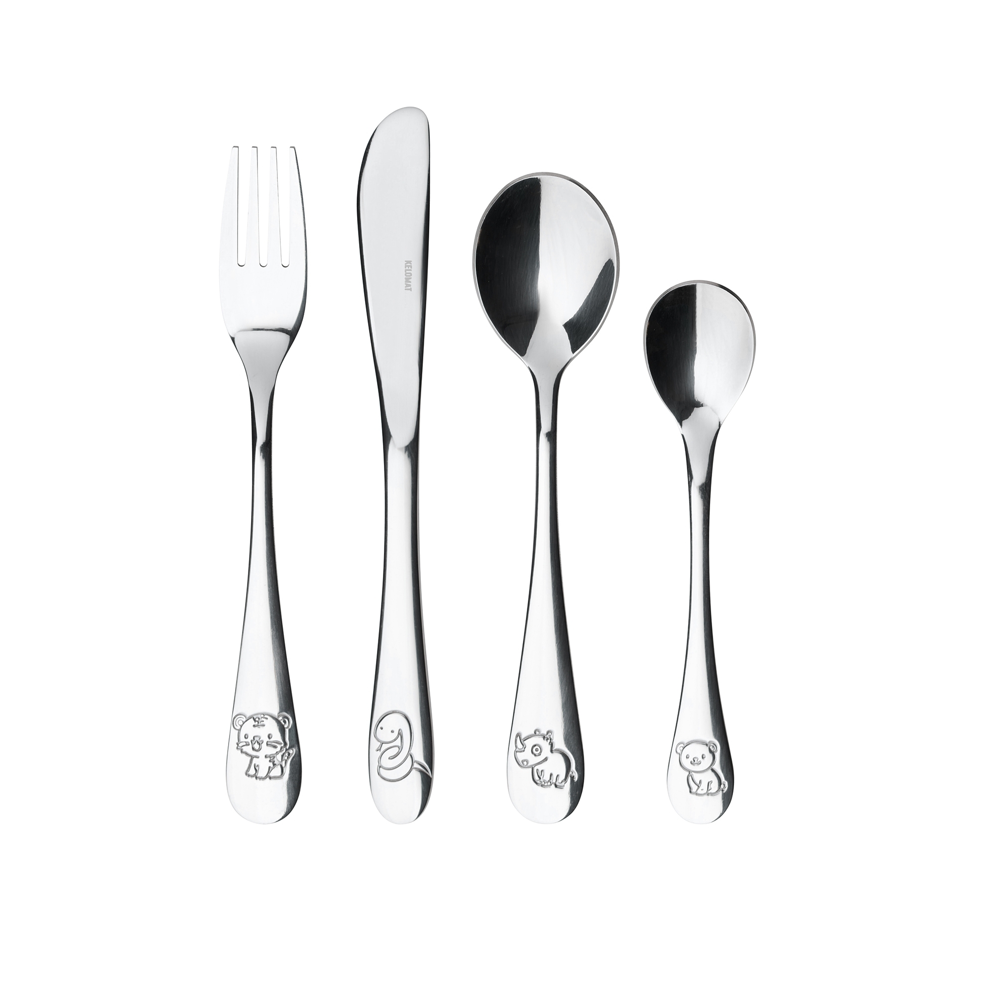 Kelomat - Children's cutlery set stainless steel 4-piece, jungle Kelomat - Children's cutlery set stainless steel 4-piece, jungle