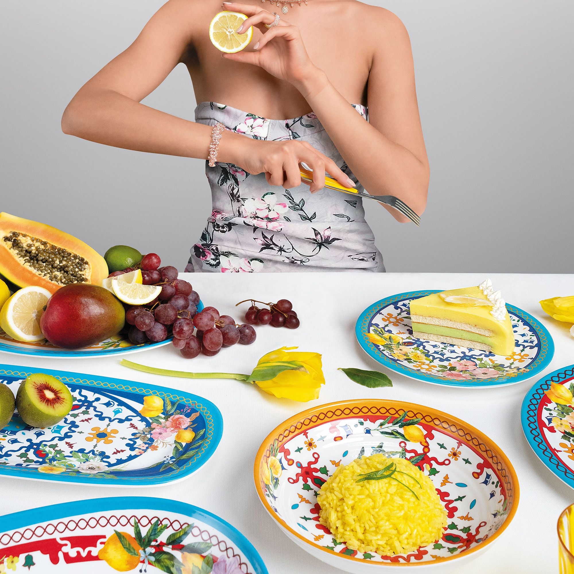 Guzzini - Dessert plate 'Flower&Lemon'