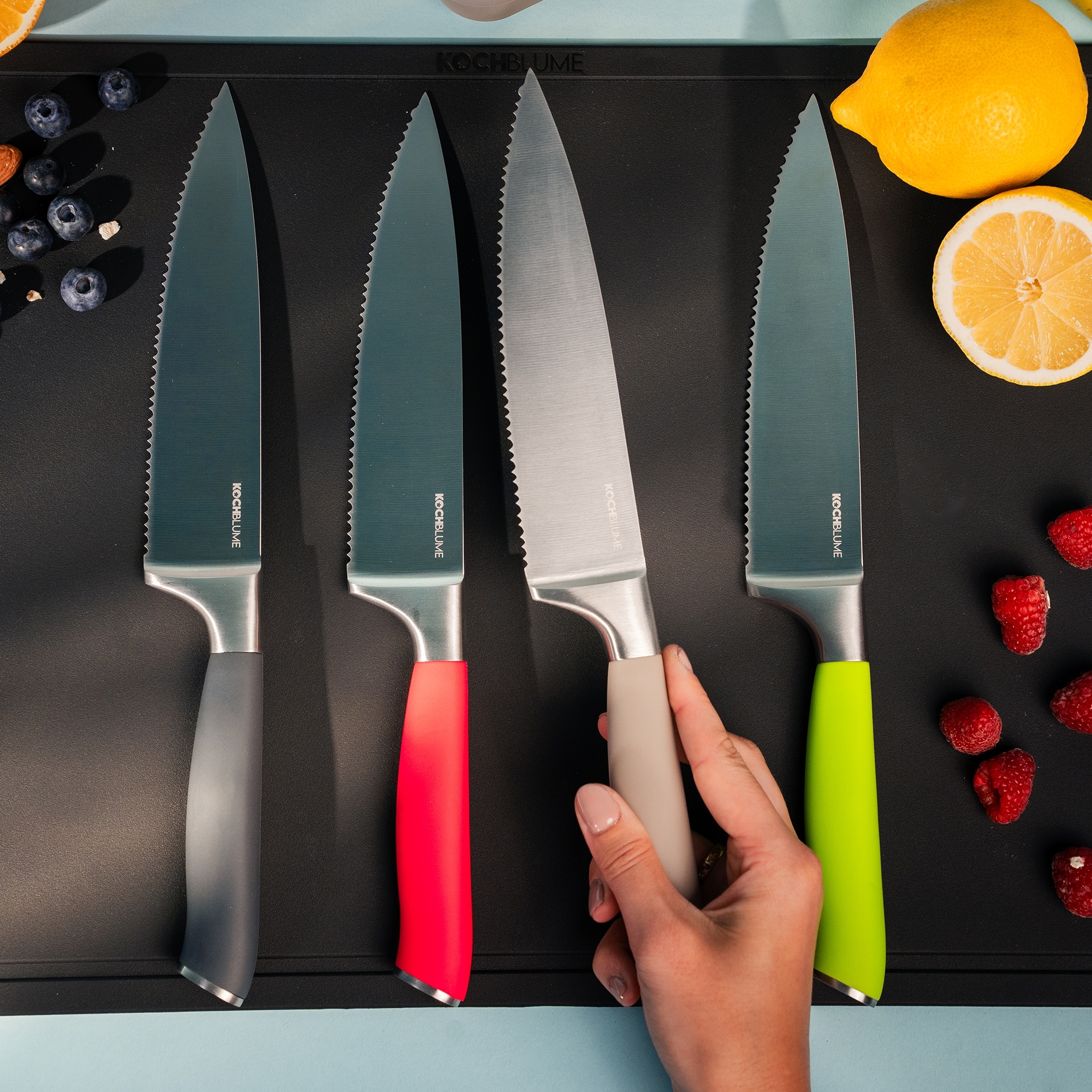 Kochblume - Chef's knife with serrated edge, anthracite