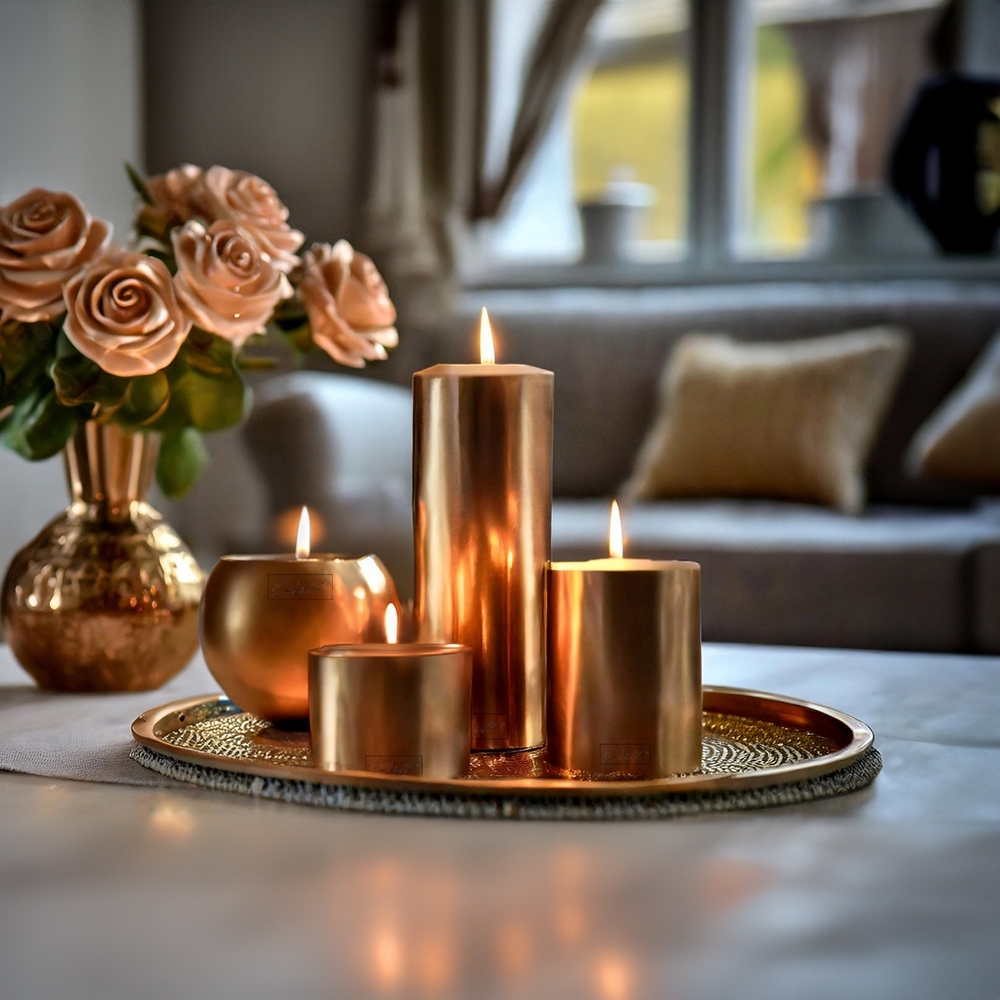 Qult Farluce Classic Metallic - Candle-shaped tea light holder - Set of 4 Bronze
