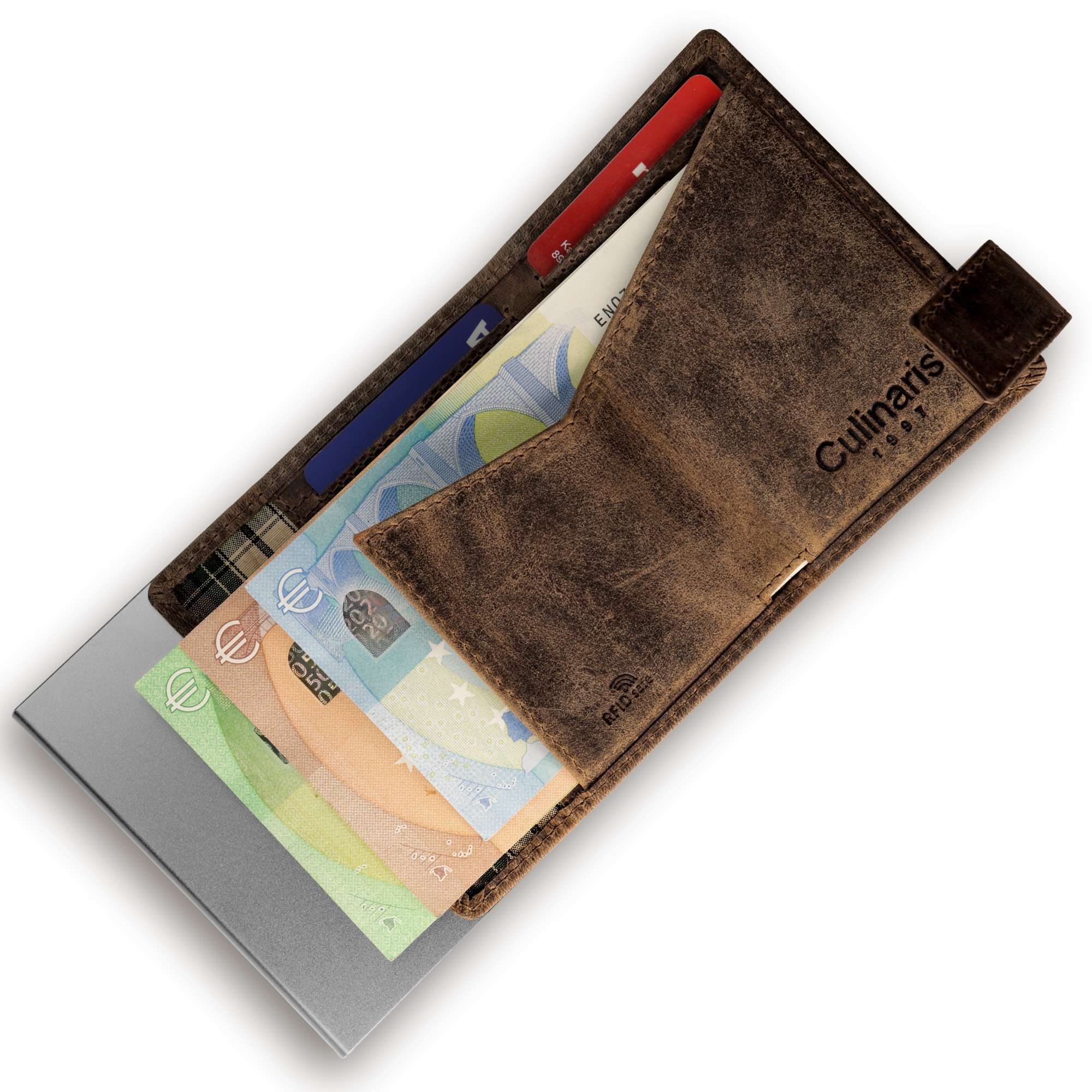 Card Case with Coin Pocket - Hunter Brown | Culinaris Wallet
