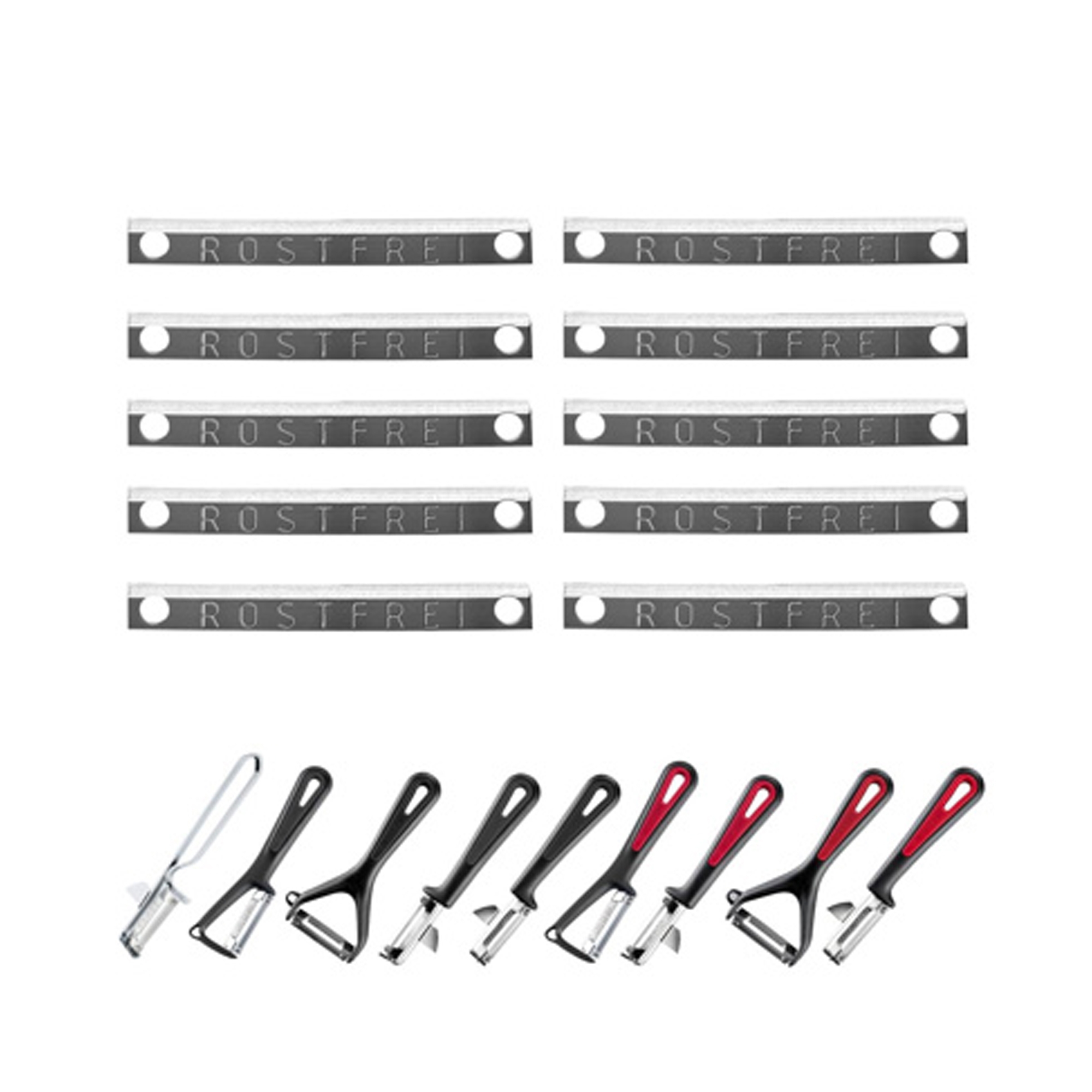 Westmark Set mit 10 rostfreien Ersatzklingen für Schäler