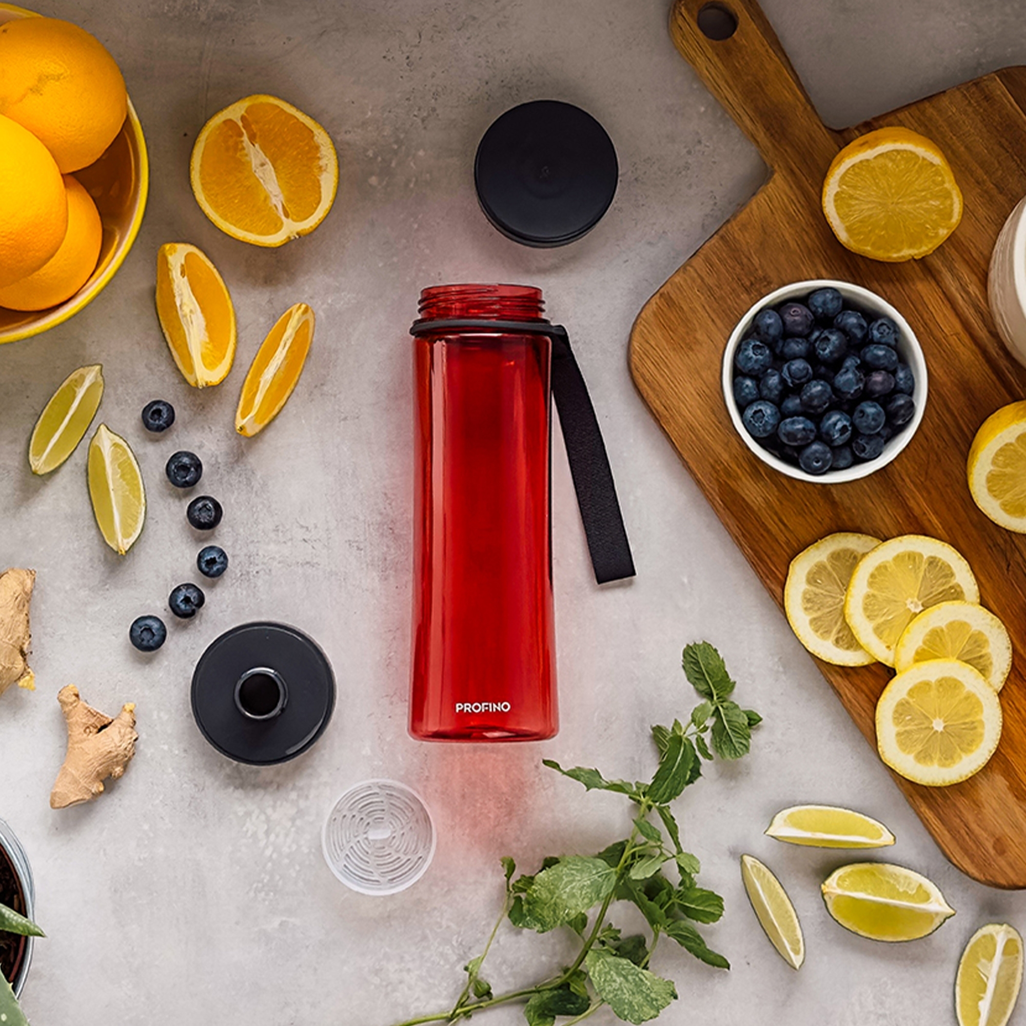 Profino - Infuze Trinkflasche mit Sieb - 600 ml - Rot Profino - Infuze Trinkflasche mit Sieb - 600 ml - Rot