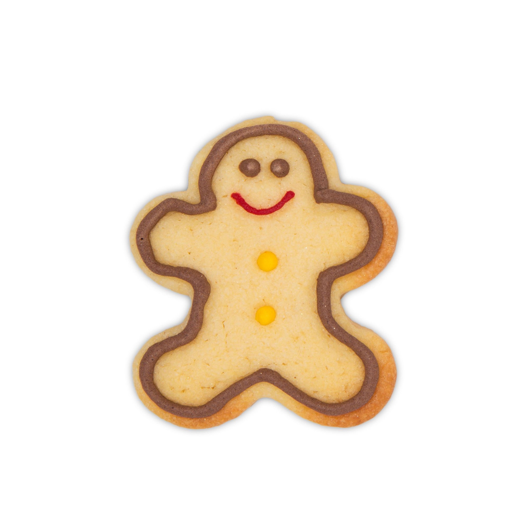 Gingerbread man biscuit with brown icing