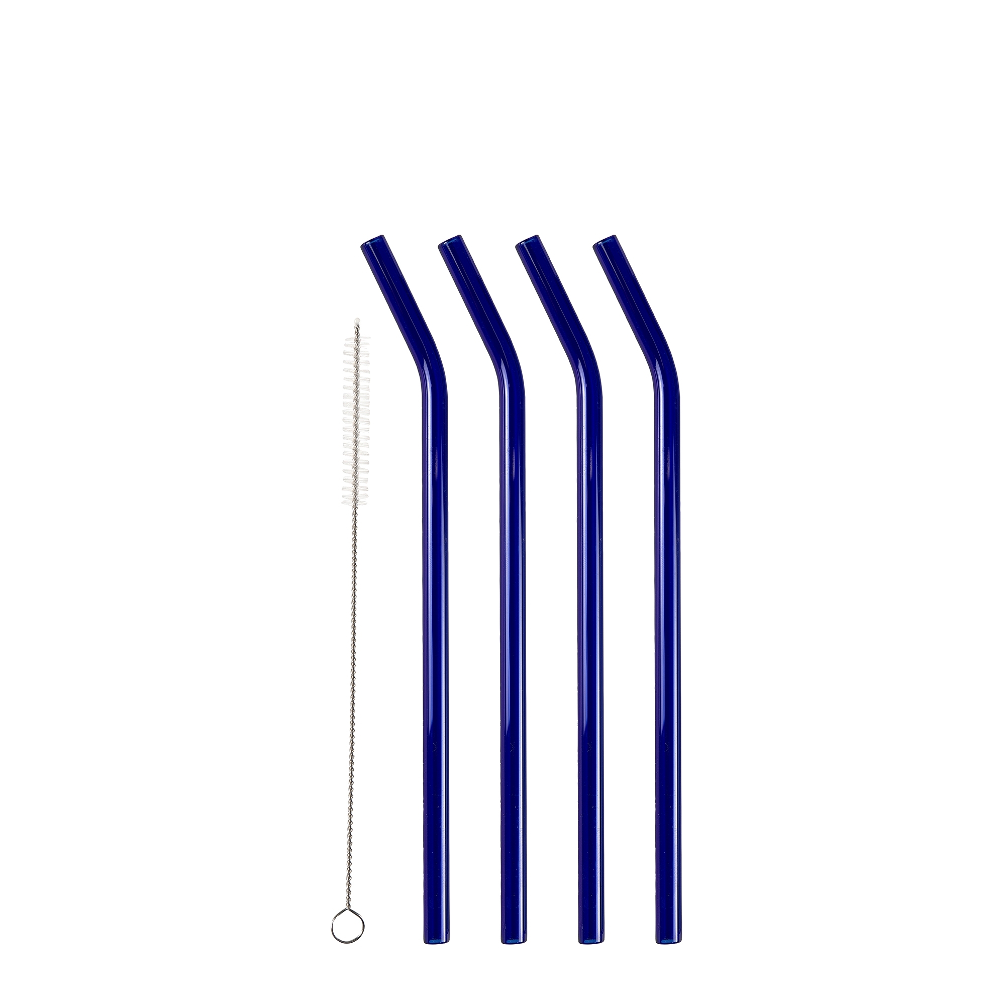 Lyngby Glas -Strohhalm mit Knick - 4 Stck. - Blau