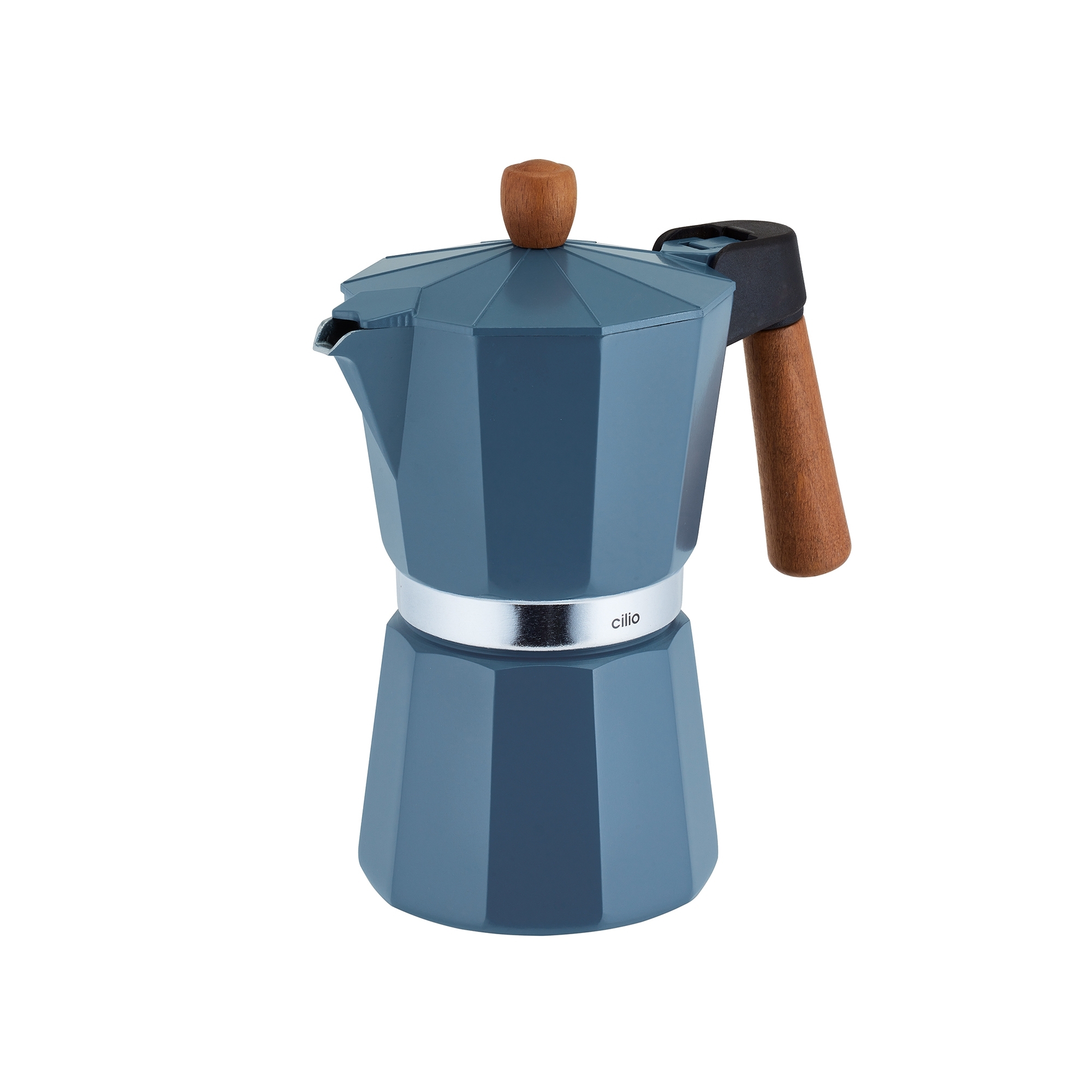 Cilio - Espresso Maker - LEGNO - 6 Cups - blu