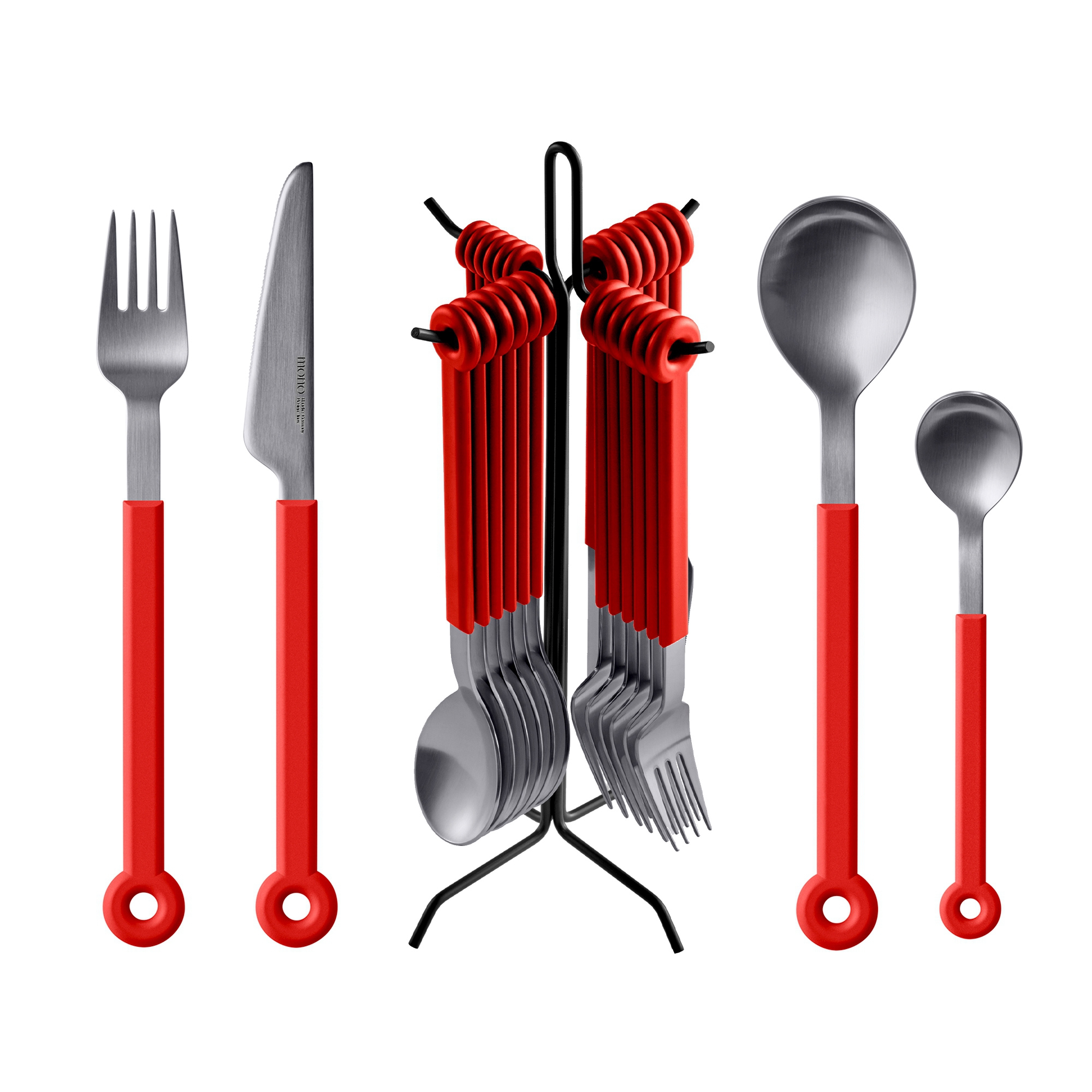 mono ring - Cutlery set, 4 pcs. red
