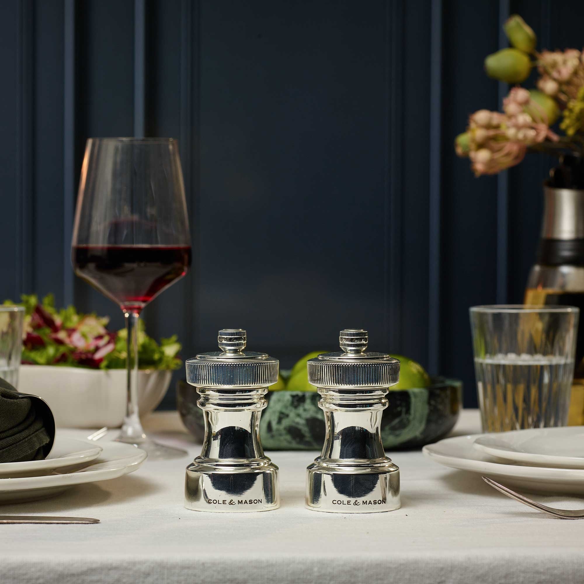 COLE & MASON - Hoxton Pepper und Salt Mill Set | Silver Plated