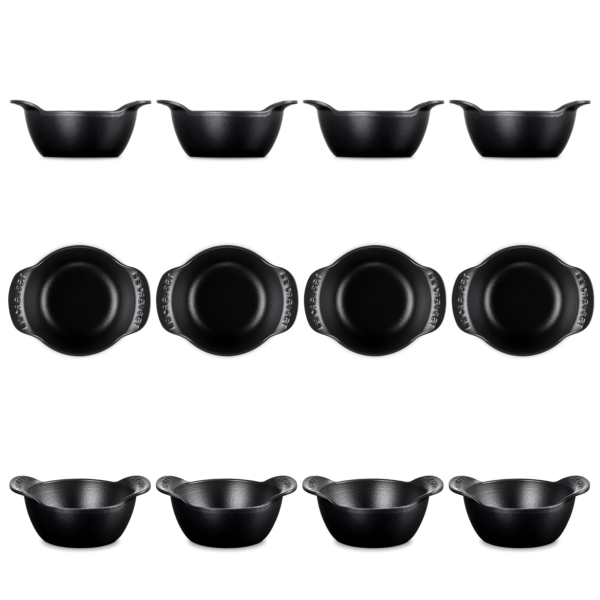 Le Creuset - Mini cocotte set of 4 without lid - Black matt - Gourmand Collection Le Creuset - Mini cocotte set of 4 without lid - Black matt - Gourmand Collection