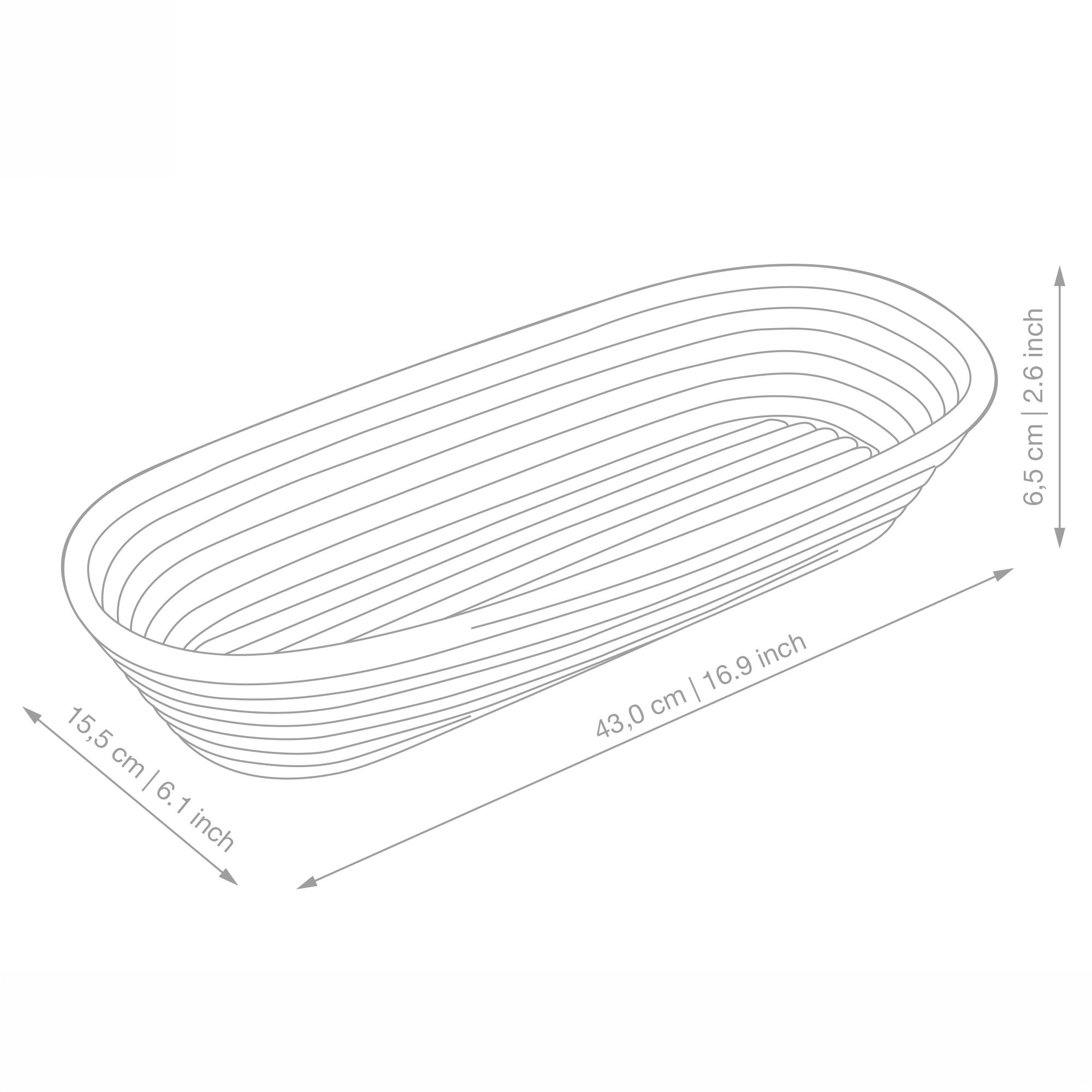 Proofing Basket elongated with liner - PADEIRO - 43 cm | Culinaris