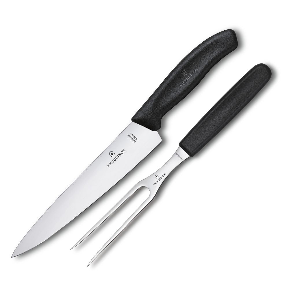Tramontina Tranchierset CENTURY – Messer & Gabel Aus Edelstahl 1.4110, Schwarz, 2-teilig